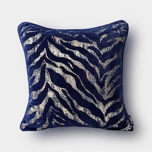"navy Zebra" Desenli Kırlent Kılıfı - 45x45 - Gold Gold - Lacivert
