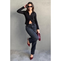 Antrasit %100pamuklu Geniş Paça Kadın Wide Leg Jean Mg2623 Antrasit