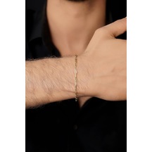 14 Ayar Altın Ataç Zincir Erkek Bileklik 2.30 Mm Pembe Altın