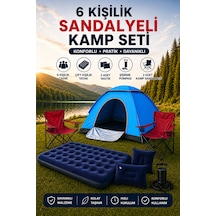Lüx Kamp Tatil Seti Çadır 2 Adet Sandalye Yatak Yastık Kırmızı