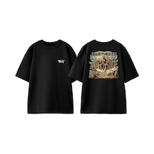 Thewert Iron Maiden Firavun Tasarım Sırt Baskılı Pamuk Siyah Oversize T-shirt