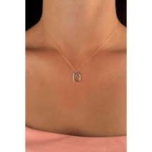 14 Ayar Altın Taşlı F Harfli Kolye 001