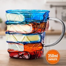 Kitap Tasarımlı Kupa Bardak - 350 Ml Kapasite - El Çizimi Özel Tasarım - Dayanıklı Cam Çok Renkli