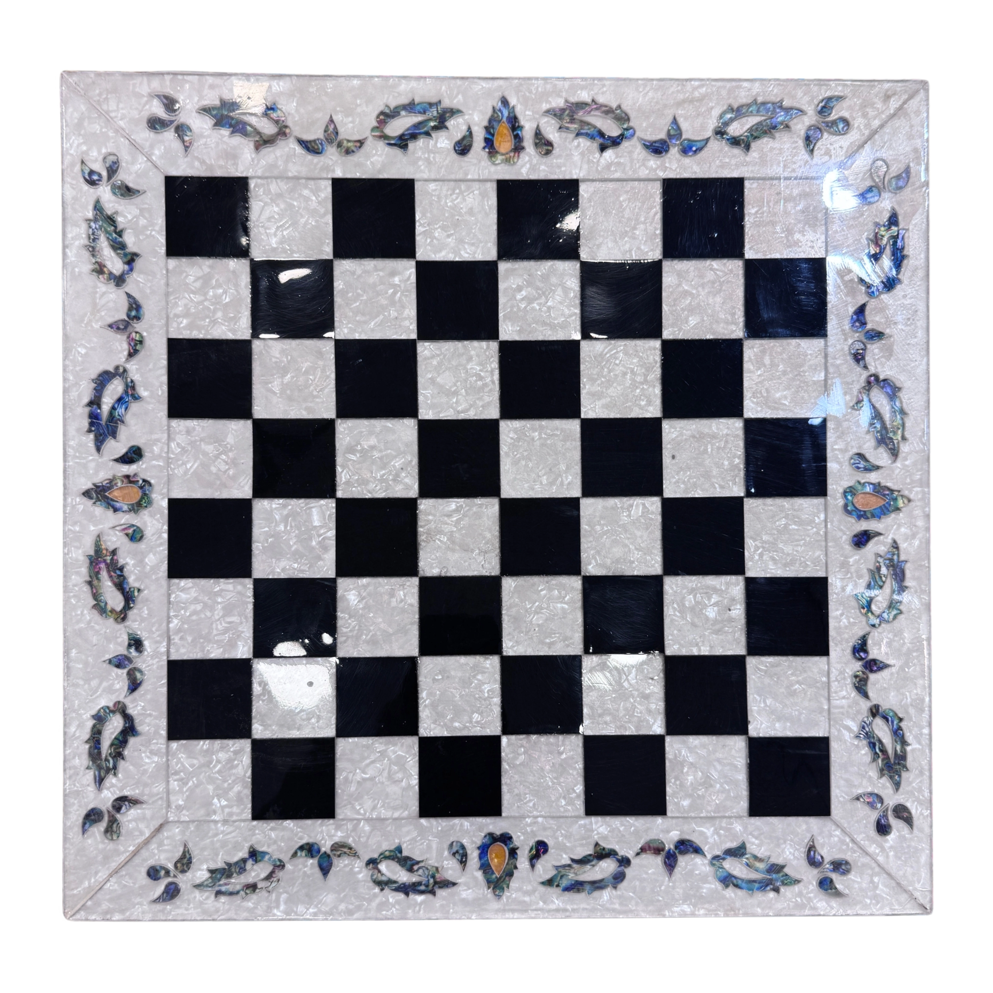 Mısır Sadaf Tarzlı İşlemeli Satranç Takımı - 35x35 Cm