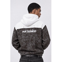 Respire Erkek Not Básico Baskılı Yıkamalı Oversize Hoodie Kahve