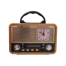 Ns-8898 Nostaljik Analog Saatli Fm Radyo Bluetooth Hoparlör Usb Tf Aux Mp3 Çalar