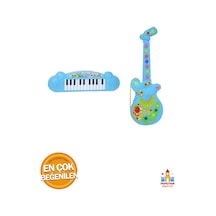 2'li Set Pilli Türkçe Sesli Müzikli Eğitici Çocuk Oyuncak Gitar - Oyuncak Müzikli Piyano Erkek Çocu