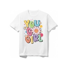 Urbantrendstore You Go Girl Unisex Kız Çocuk Bisiklet Yuvarlak Yaka Basic Kısa Kollu %100 Pamuk Tişört Beyaz