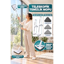 Üçgen Mop Cam Duvar Tavan Fayans Parke Temizleyici Set Kısayıp Uzayabilen Tek Sapta 2 Boy 3 Bezli Dip Köşe Duvar Temizleme Mopu Üçgen Paspas