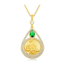 Gumush Gümüş Gold Kaplama Damla Tuğralı Kadın Kolye