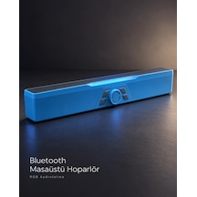 Döner Kontrol Düğmeli Bluetooth 5.4 Kablosuz Hoparlör 6 W Rgb Işıklı Mavi