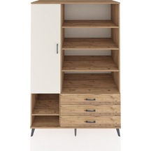 Kronos Dolap 9 Raflı 3 Çekmeceli Tek Kapaklı 132x59x195 Çam-aytaşı/çam Aytası/atlas Çam