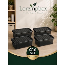 Lorempbox 20 L Kilitli Saklama Kutusu 4'lü Set Antrasit Çok Renkli