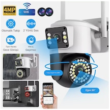 Açık Ptz 8mp 4k Wifi Gözetim Kamera İki Lens Çift Ekran Aı İzleme
