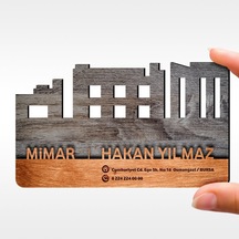 Kişiye Özel Mesleki Mimar Ahşap Kartvizit (Model 1-3) 50 Adet