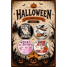 Mashspot Halloween 4'lü 58 Mm Rozet Seti 2 Cadılar Bayramı Temalı Kawaii Kedi Hayalet Rozet Çanta Mont Ceket Aksesuarı Çok Renkli