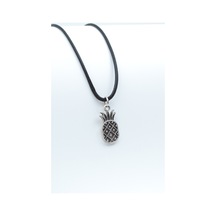 Ananas Deri İp Kolye Gümüş