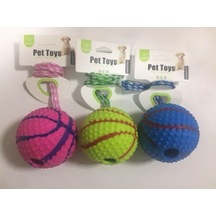 Nunbell Zilli İpli Köpek Oyun Topu 10 CM Çok Renkli