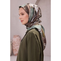 BELLİ Obje Desen İpek Twill Eşarp 4205d01 Yeşil - 50