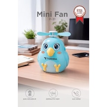Özel Üretim Şarjlı El Vantilatörü F31 Mavi Seyahat Aksesuarı Ofis Cihazı Soğutucu