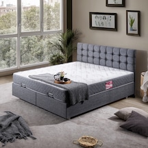Venedik Çift Kişilik Baza Başlık Letto Yatak Seti - Gri 140 x 190