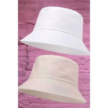 Tezzgelsin Unisex Uv Korumalı Pamuku Bucket Şapka Beyaz Bej