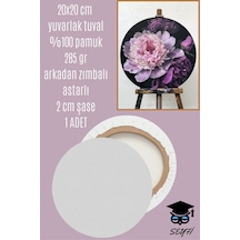 20x20 Cm Yuvarlak Tuval %100 Pamuk 285 Gr Arkadan Zımbalı Astarlı 2 Cm Şase 1 Adet