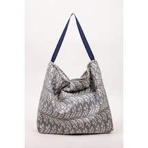 Fabric Craft Bag Omuz Çantası Desenli Pamuklu Gri Gri
