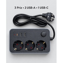 Ev Ve Ofis Kullanımına Uygun Usb Ve Type C Şarj Çıkışlı Akım Korumalı Çoklu Priz Diğer