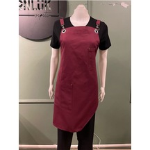 Bordo Renk Astromik Kesim Cafe/restorant Önlüğü Bordo