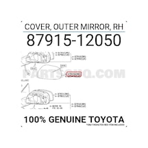 Toyota Corolla Ayna Kapağı 2008 2013 Astarlı Sinyalli Tip Sağ Oem No:8791502911