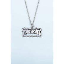 Thrasher Magazine Gümüş Kaplama Düz Zincir Kolye Gümüş