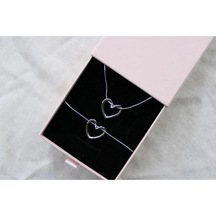 Byantep Düğüm Kalp Kolye + Bileklik Set Gri