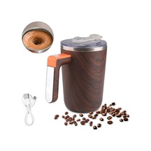 Gajeena 300ml Şarj Edilebilir Isıtmalı Karıştırma Kabı, 304 Paslanmaz Çelik, Taşınabilir Kahve Ve Süt Karıştırıcı, Ofis/mutfak/seyahat İçin Açık Ahşap