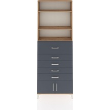 Arges Dolap 3 Raflı 5 Çekmeceli 2 Kapaklı 88x30x243 Çam-antrasit Atlas Çam