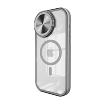 Newface Apple İphone 15 Pro Kılıf Teleskop Lens Magsafe Silikon Kapak - Titan Gri