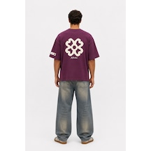 Respire Erkek Nakış Detaylı Oversize T-shirt Vişne