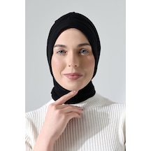Üç Farklı Bağlamalı Tesettür Hazır Pratik Şal Siyah Siyah