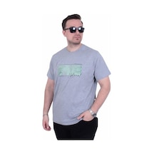 Starbattal Erkek Büyük Beden Sıfır Yaka Tişört Natural 26134 Grı Melanj Gri Melanj