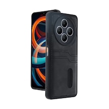 Newface Xiaomi Redmi 14c Kılıf Sara Kartvizitli Deri Kılıf - Siyah