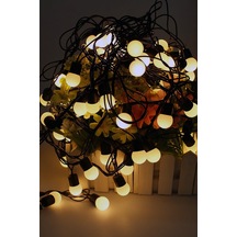 Parti Ve Kır Düğünü Dekorasyonu Için Şerit Top Led Işık - Yılbaşı Ağacı Doğum Günü Süsleme 28li 5mt Sarı