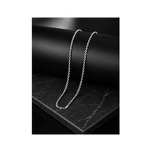 Gümüş Renk Çelik Zincir Kolye 80cm 3mm Gümüş - 909138627 Gümüş