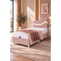 Baza Seti, Merry Ledli Tek Kişilik Baza Başlık Maxi Yatak Seti, 90x190 Cm - Pembe 90 x 190