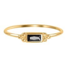 Kuyumcudukkani Siyah Baget Taşlı Yüzük-10392-g-blk Gold