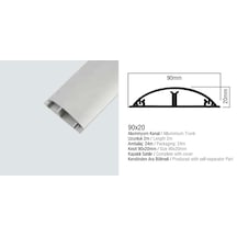 Aluminyum Balıksırtı Kablo Kanalı 90x20, Boy: 2 Metre