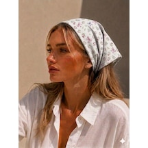Kadın Bandana %100 Pamuk Yakmaz-terletmez-kaymaz Yazlık Bandana Fular Beyaz - Mor - Pembe