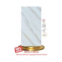 Shiny Beyaz-toprak Mermer Desenli 60x30cm Yapışkanlı Mutfak Banyo Kaplama Duvar Paneli Kağıdı Tx-106 Renkli