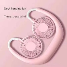 Goldenqian Usb Taşınabilir Soğuk Fan Eller Serbest Boyun Asılı Şarj Edilebilir Mini Spor 3 Hız Ayarlanabilir Boyun Çift Fan Ev Ofis Açık Seyahat 3