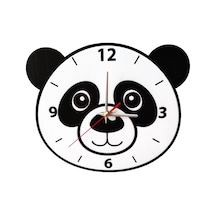 Cajuart Sevimli Panda Duvar Saati Çocuk Odası Duvar Saati Beyaz - Siyah