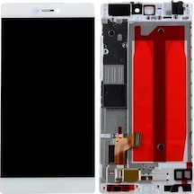 Huawei Uyumlu P8 Lcd Ekran Beyaz Çıtalı